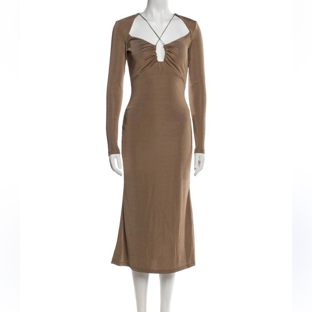 Jason Wu Engracia long-sleeve plunge neck jersey midi dress